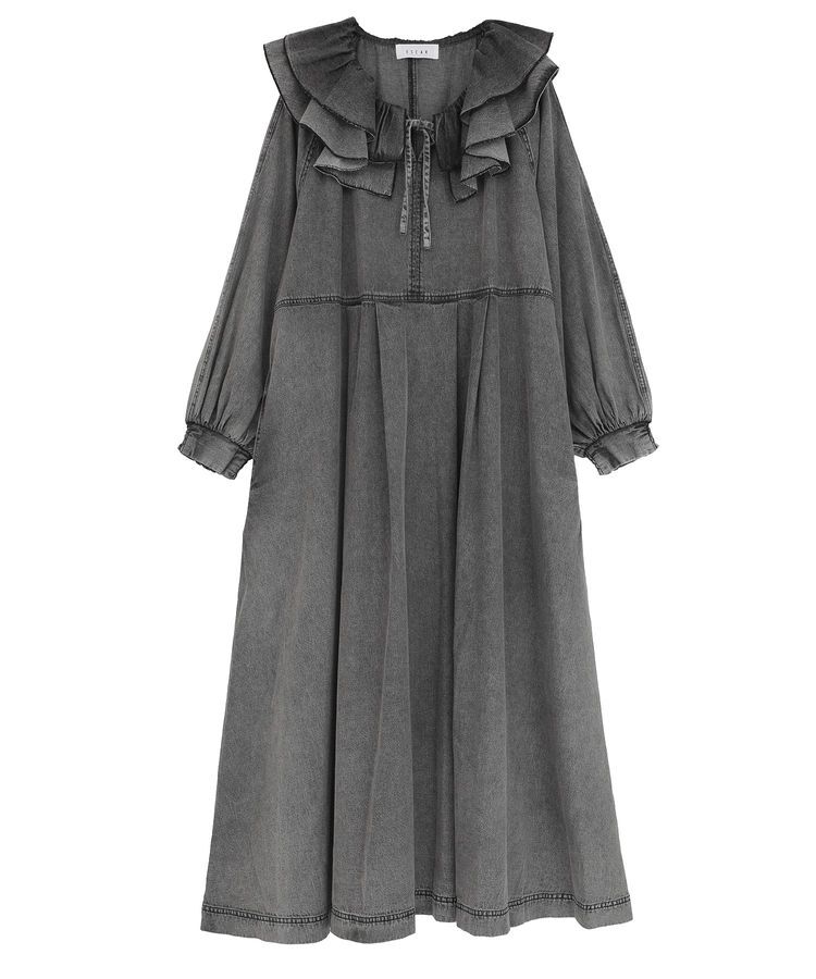 Green Parks「■ESCAR デニムラッフルカラーワンピース」|ワンピース|