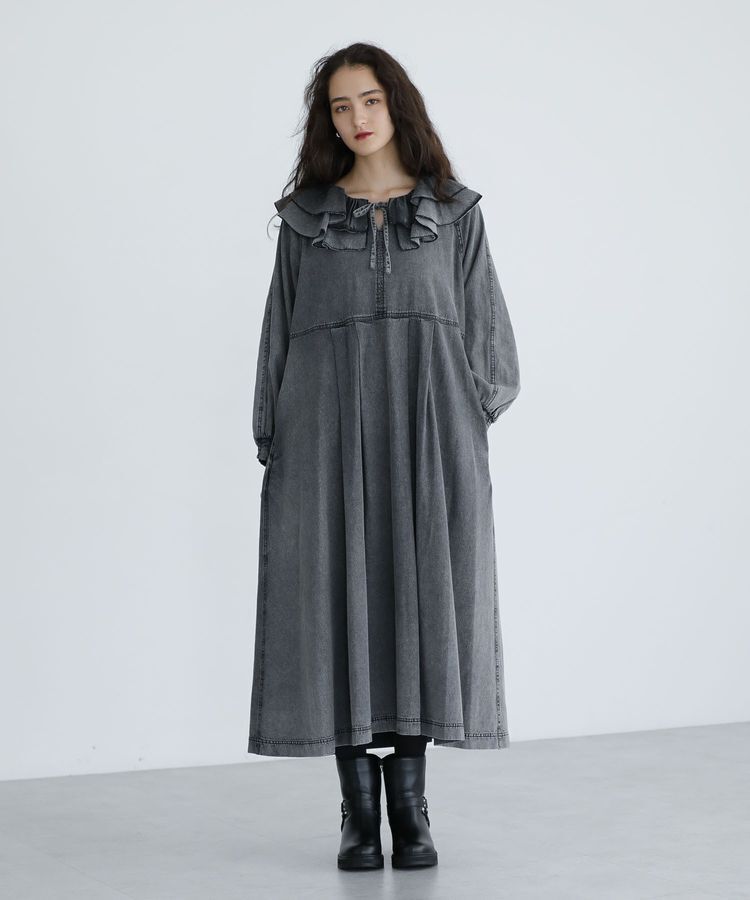 Green Parks「■ESCAR デニムラッフルカラーワンピース」|ワンピース|