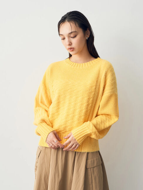 YECCA VECCA「フェザーMIXブロッキングニット」|ニット・セーター|