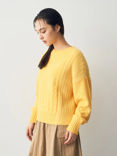 YECCA VECCA「フェザーMIXブロッキングニット」|ニット・セーター|