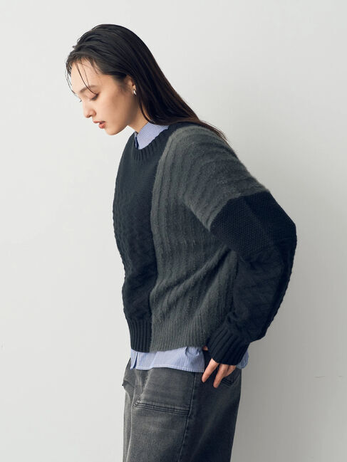 YECCA VECCA「フェザーMIXブロッキングニット」|ニット・セーター|