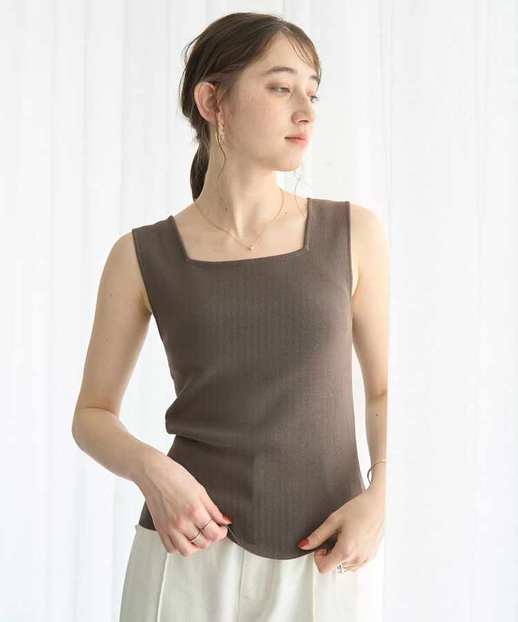 YECCA VECCA「2wayスクエアノースリーブニット」|ニット・セーター|Dark Brown