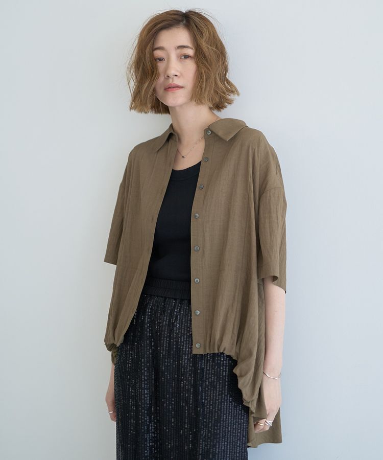 Editt by YECCA VECCA「【接触冷感】裾バルーン切替デザインヘムシャツ」|シャツ・ブラウス|Khaki