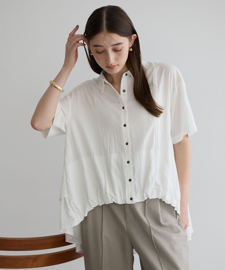 Editt by YECCA VECCA「【接触冷感】裾バルーン切替デザインヘムシャツ」|シャツ・ブラウス|