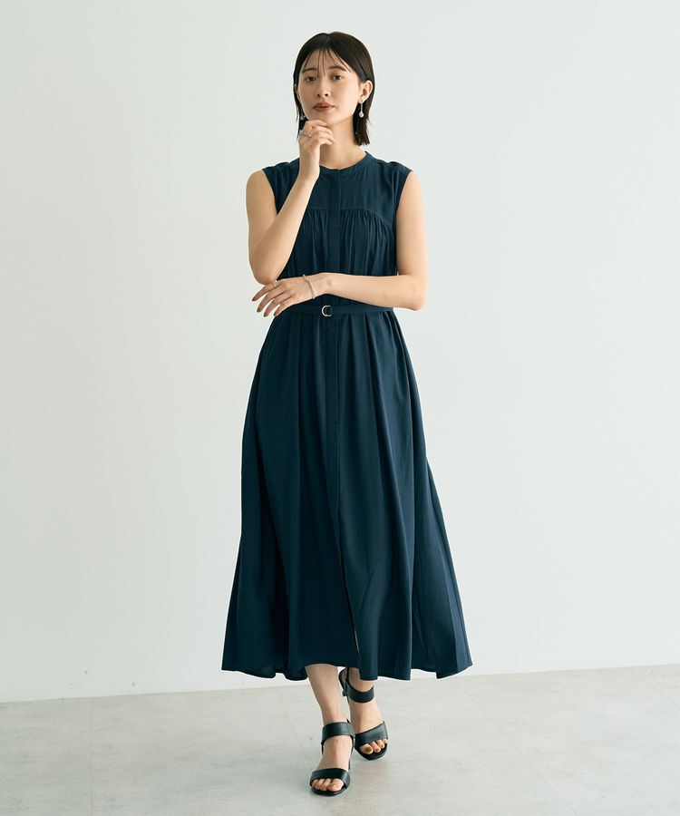 YECCA VECCA「ベルト付きラメステッチギャザーワンピース」|ワンピース|