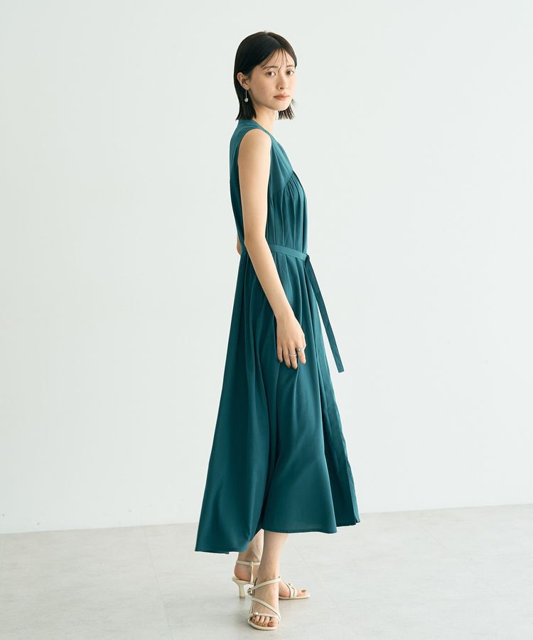 YECCA VECCA「ベルト付きラメステッチギャザーワンピース」|ワンピース|