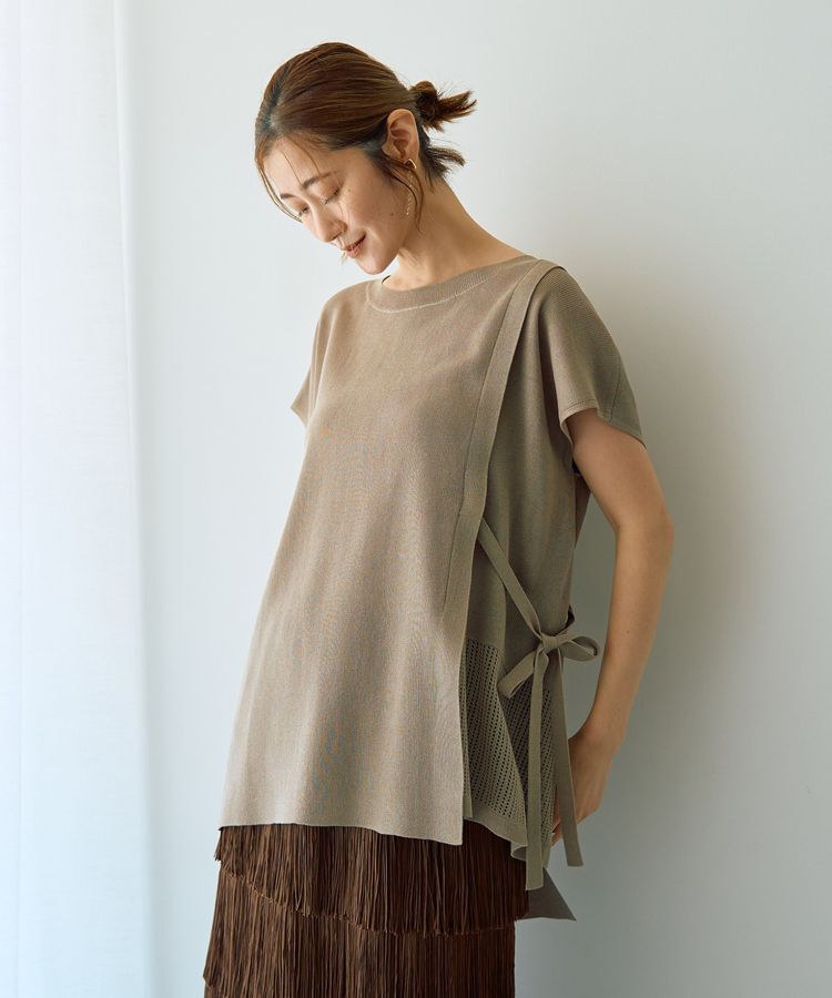 YECCA VECCA「メッシュ編みレイヤードニット」|ニット・セーター|Beige