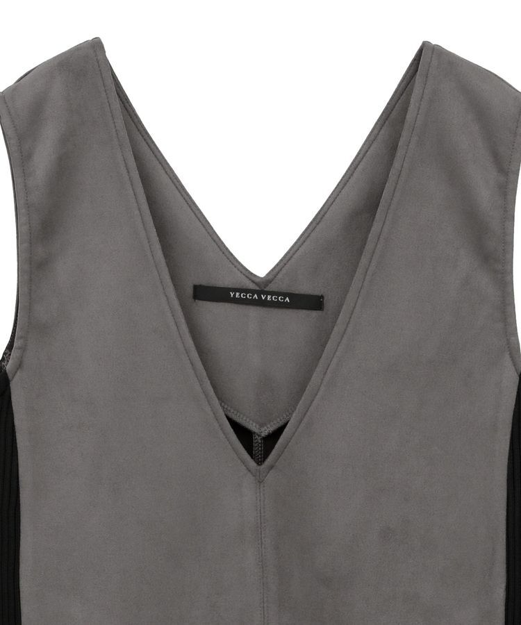 YECCA VECCA「ニット切替フェイクスエードジャンスカ」|ジャンパースカート|