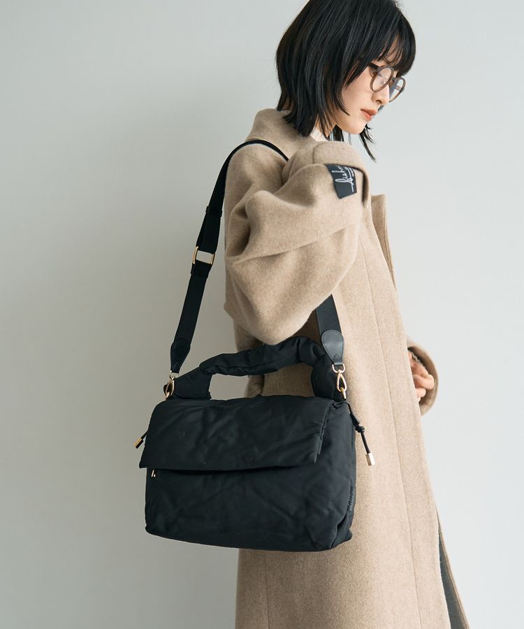 YECCA VECCA「【story.】ギャザーフラップハンドバッグ」|ハンドバッグ|Black