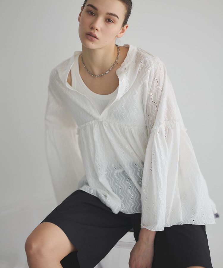 GARAGE OF GOOD CLOTHING「レースギャザーブラウス」|シャツ・ブラウス|White