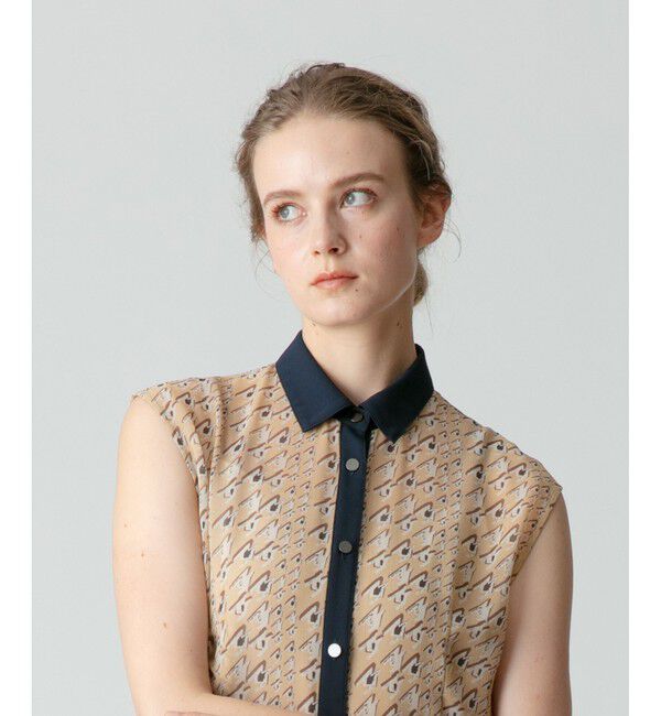 allureville「バイヤスチドリプリントノースリーブシャツワンピース」|ワンピース|