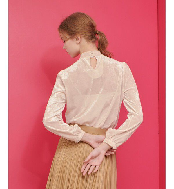 LOULOU WILLOUGHBY「【LOULOU WILLOUGHBY】シアーベロアリボンプルオーバー」|Tシャツ・カットソー|