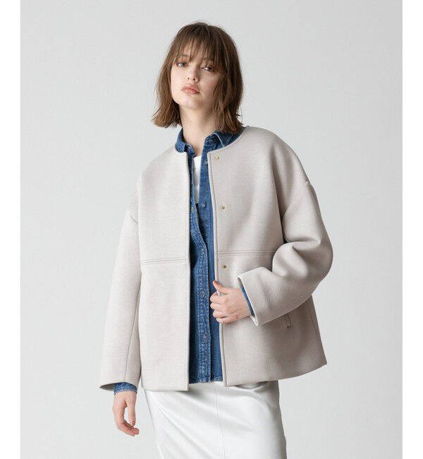 allureville「レーヨンボンディングノーカラージャケット」|ノーカラージャケット|