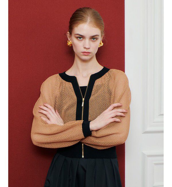 LOULOU WILLOUGHBY「【LOULOU WILLOUGHBY】柄編みニットブルゾン」|カーディガン|