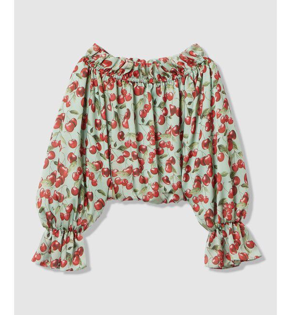 LOULOU WILLOUGHBY「【LOULOU WILLOUGHBY】LISAチェリープリントオフショルブラウス」|シャツ・ブラウス|