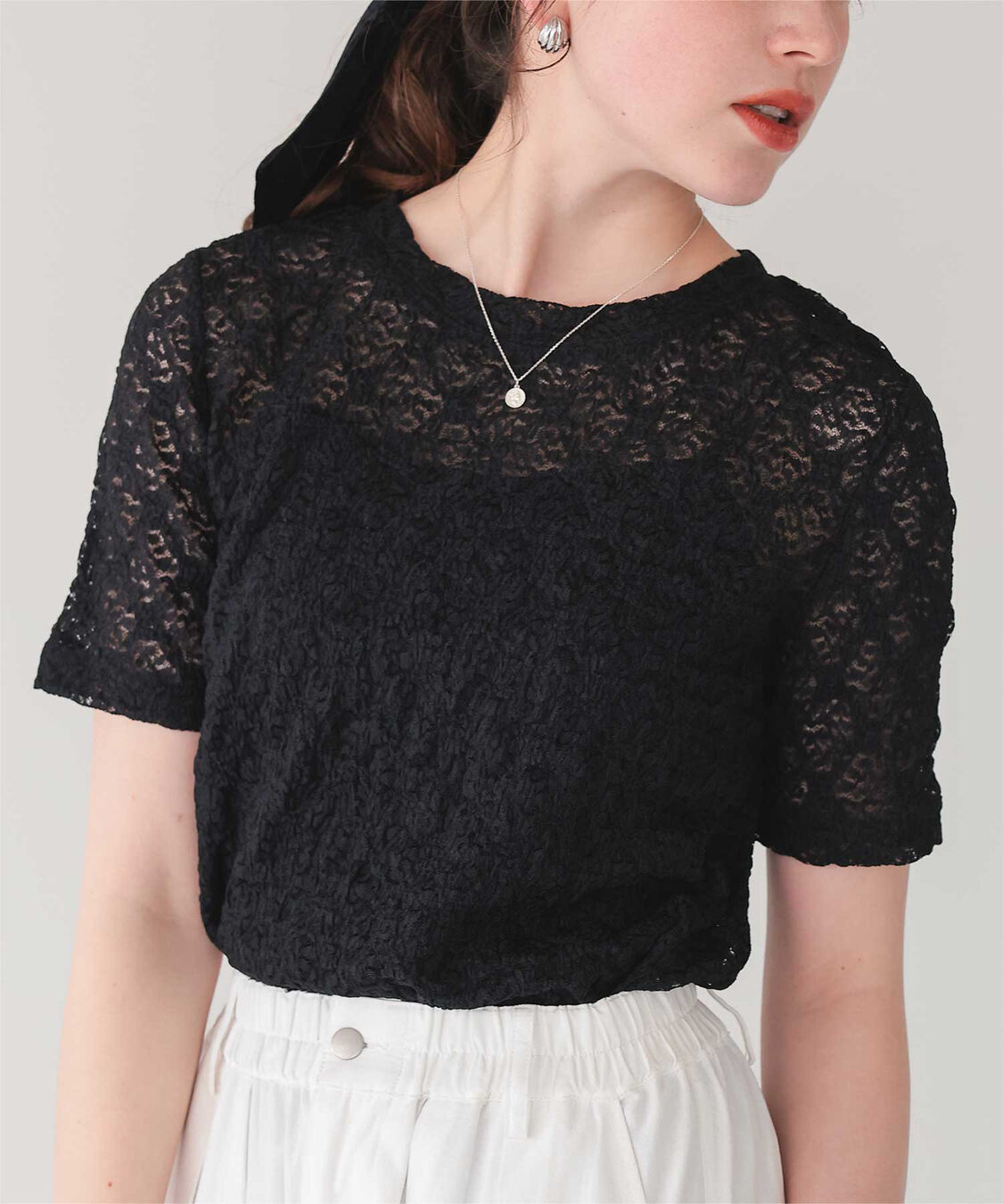 titivate「ハーフスリーブレーストップス」|Tシャツ・カットソー|