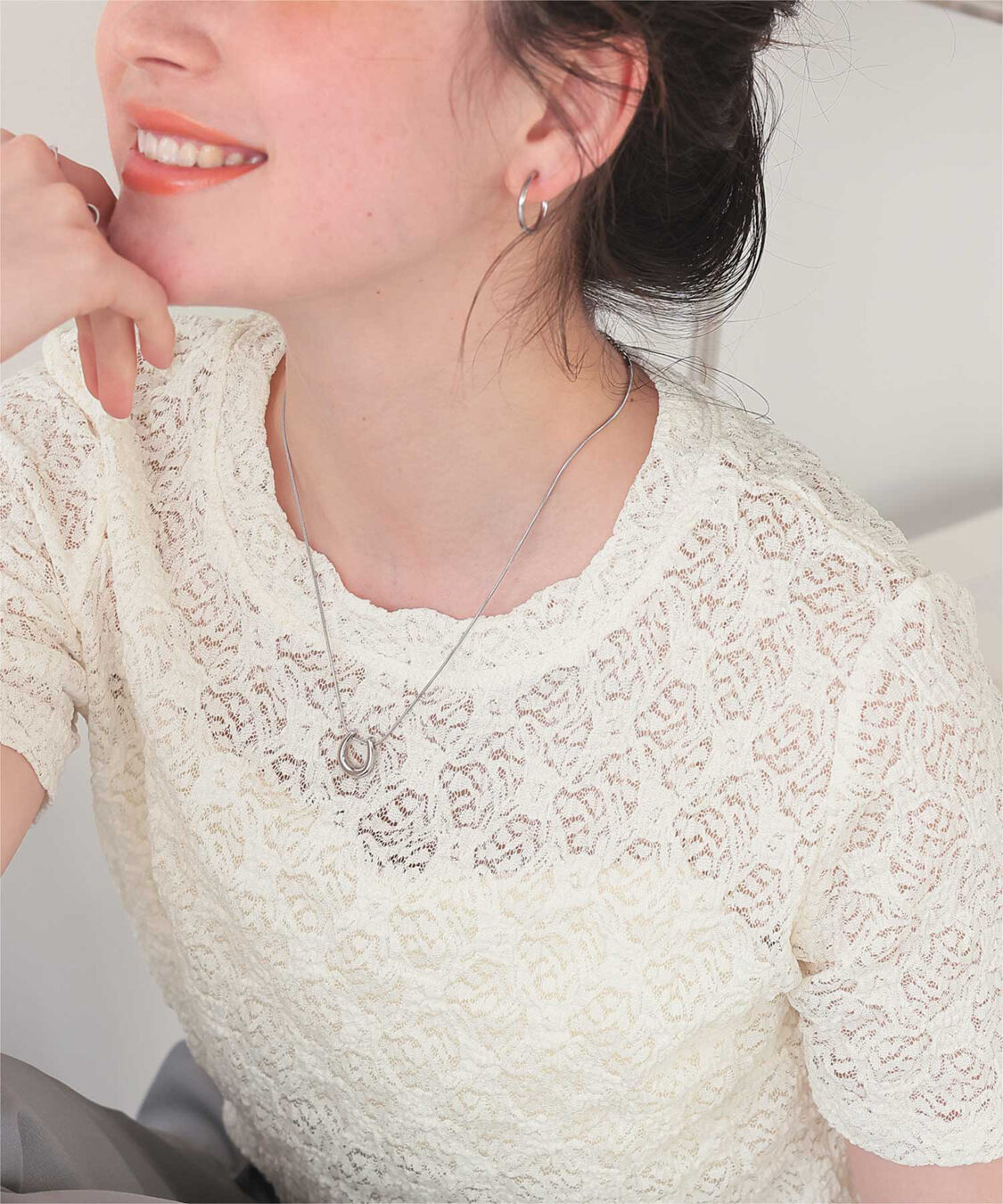 titivate「ハーフスリーブレーストップス」|Tシャツ・カットソー|