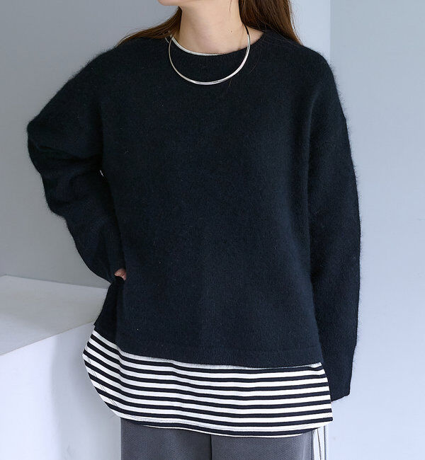  「【Du noir】FOX混袖口スリットニット」|ニット・セーター|