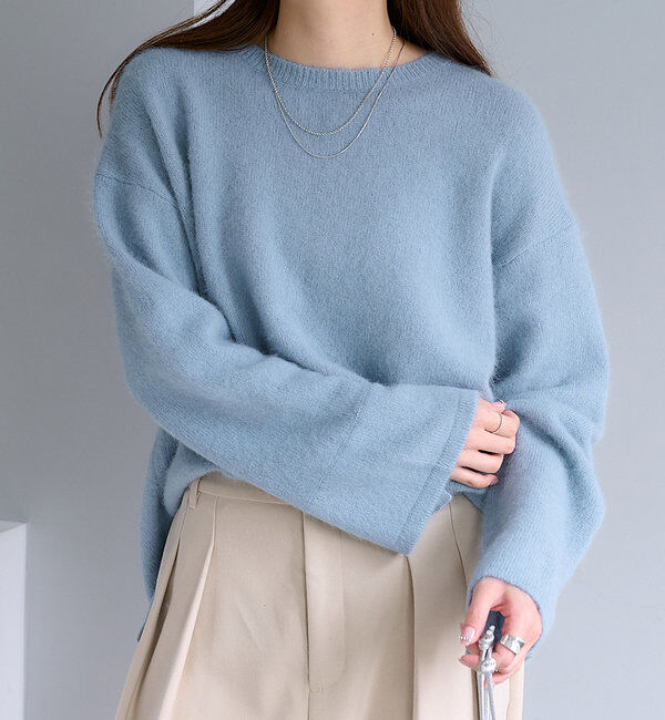  「【Du noir】FOX混袖口スリットニット」|ニット・セーター|ブルー系その他