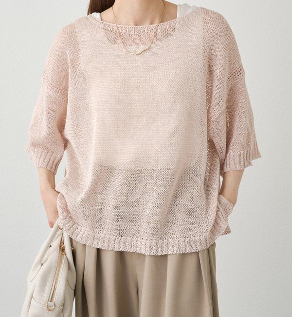  「テープヤーンハーフスリーブニットプルオーバー」|ニット・セーター|