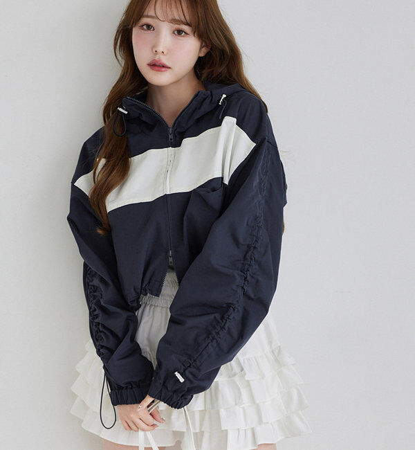  「ドロストショートマウンテンパーカー」|ダウンベスト・ベスト|ネイビー