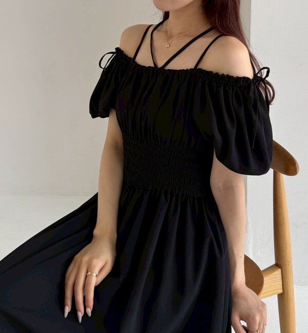  「【全骨格細見え】半袖シャーリングワンピ」|ワンピース|