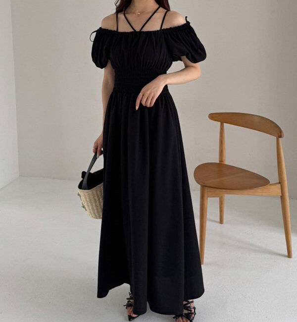  「【全骨格細見え】半袖シャーリングワンピ」|ワンピース|