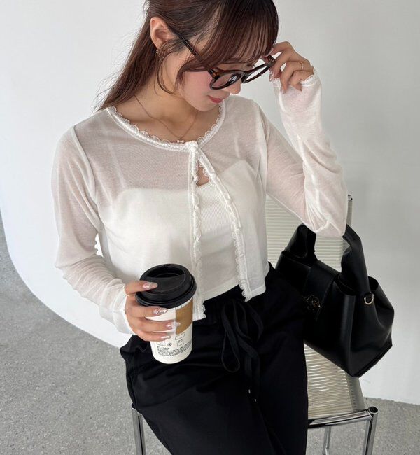  「レース付きカットカーディガン」|プルオーバー|