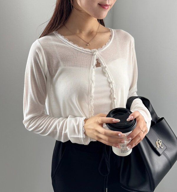  「レース付きカットカーディガン」|プルオーバー|