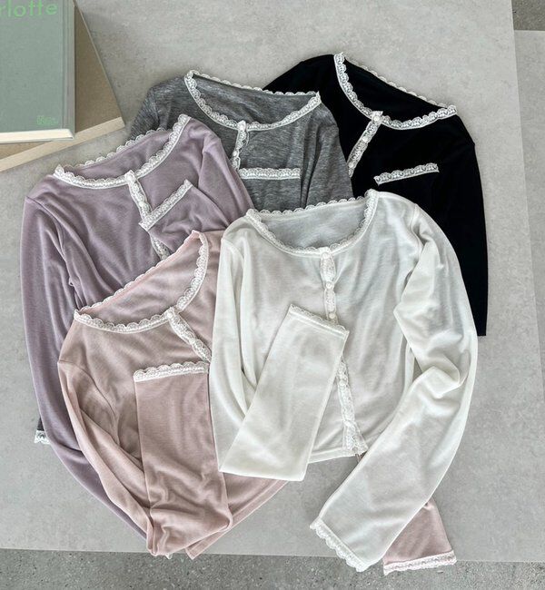  「レース付きカットカーディガン」|プルオーバー|