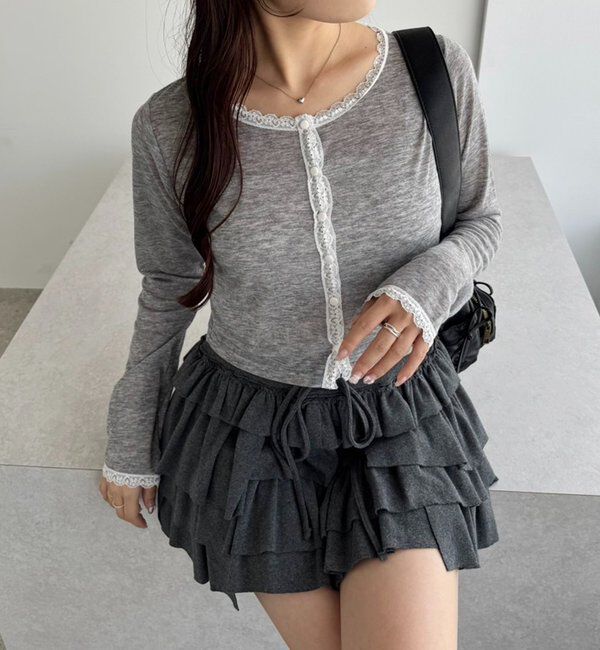  「レース付きカットカーディガン」|プルオーバー|