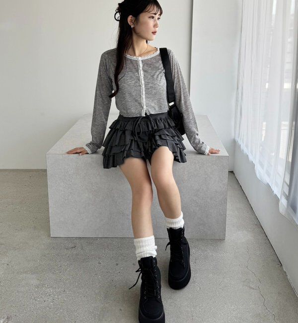  「レース付きカットカーディガン」|プルオーバー|