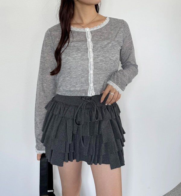  「レース付きカットカーディガン」|プルオーバー|