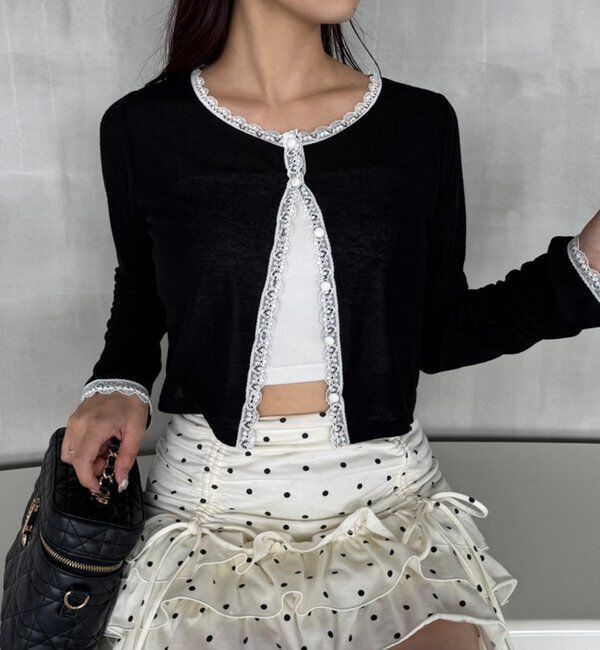  「レース付きカットカーディガン」|プルオーバー|