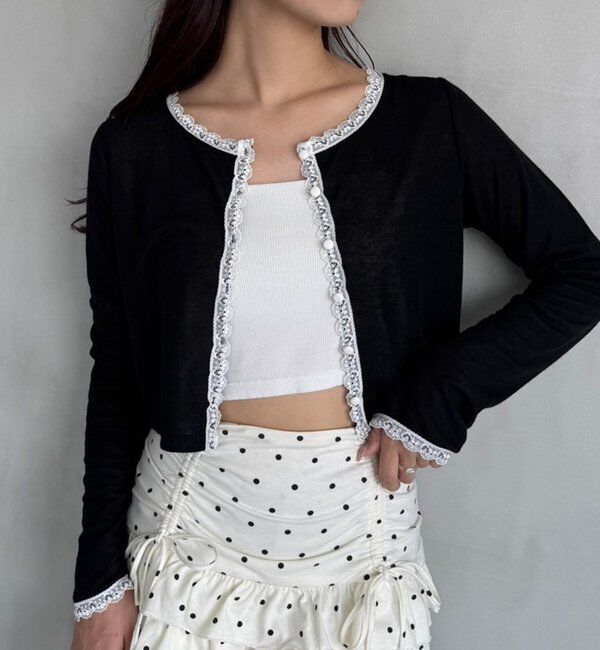  「レース付きカットカーディガン」|プルオーバー|