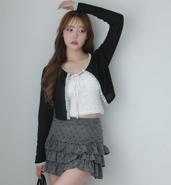  「レース付きカットカーディガン」|プルオーバー|