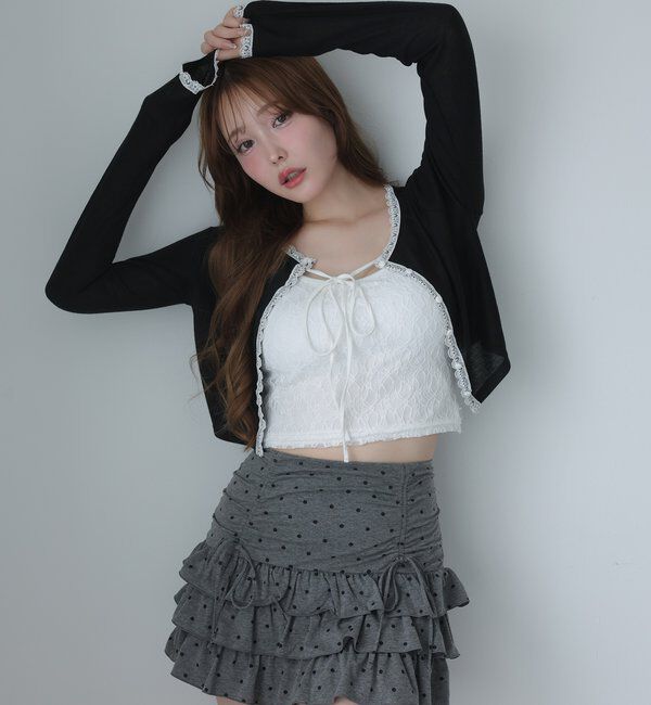  「レース付きカットカーディガン」|プルオーバー|