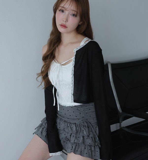  「レース付きカットカーディガン」|プルオーバー|