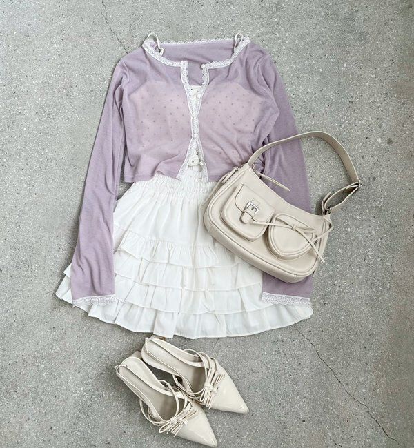  「レース付きカットカーディガン」|プルオーバー|