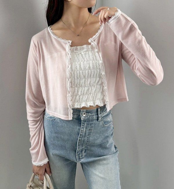  「レース付きカットカーディガン」|プルオーバー|