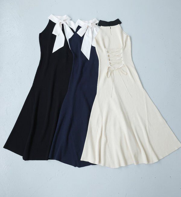  「【Mode Ribbon Collection】ボウタイアメスリニットワンピ」|ワンピース|