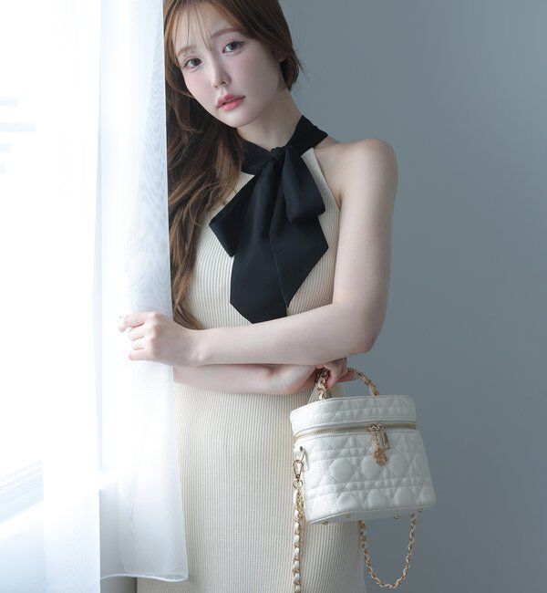  「【Mode Ribbon Collection】ボウタイアメスリニットワンピ」|ワンピース|