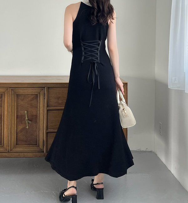  「【Mode Ribbon Collection】ボウタイアメスリニットワンピ」|ワンピース|