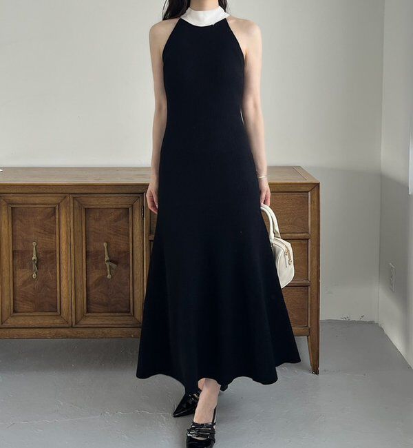  「【Mode Ribbon Collection】ボウタイアメスリニットワンピ」|ワンピース|