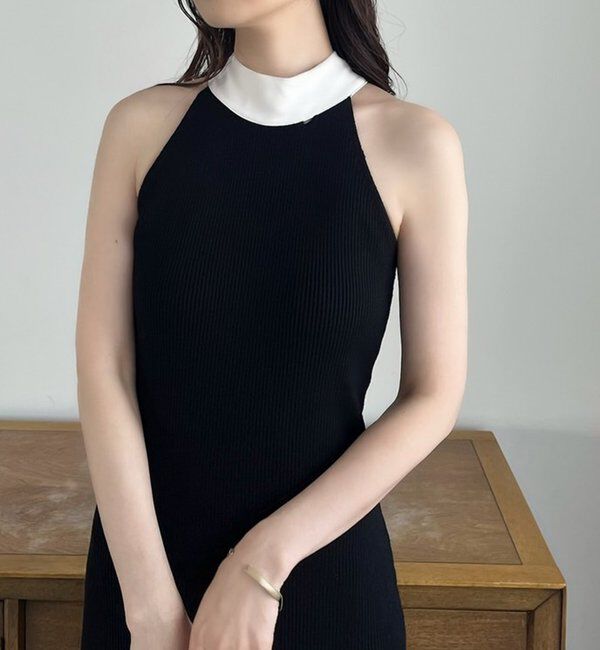  「【Mode Ribbon Collection】ボウタイアメスリニットワンピ」|ワンピース|