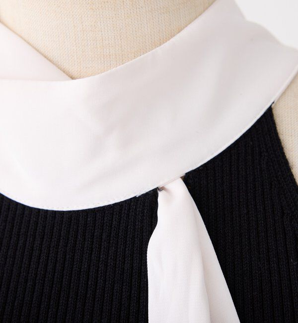  「【Mode Ribbon Collection】ボウタイアメスリニットワンピ」|ワンピース|