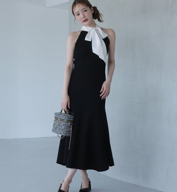  「【Mode Ribbon Collection】ボウタイアメスリニットワンピ」|ワンピース|