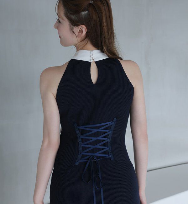  「【Mode Ribbon Collection】ボウタイアメスリニットワンピ」|ワンピース|