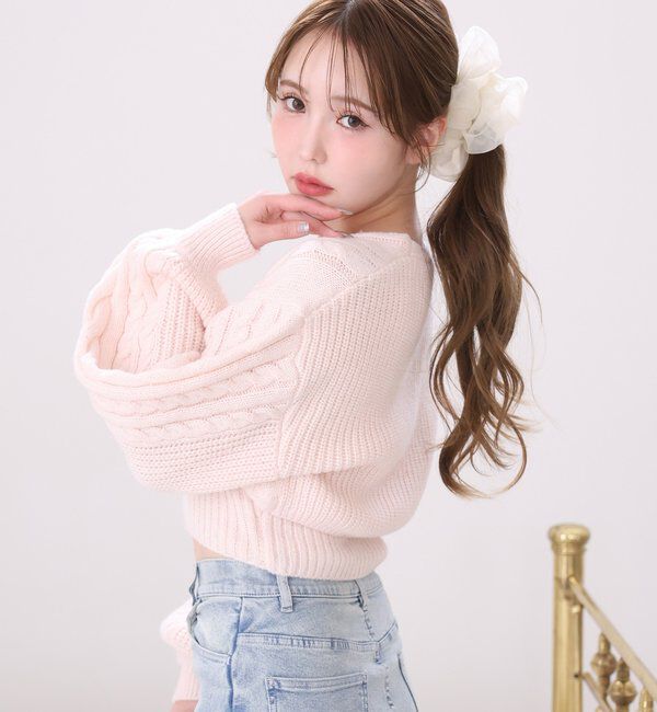  「ケーブルニットアンサンブル」|ニット・セーター|