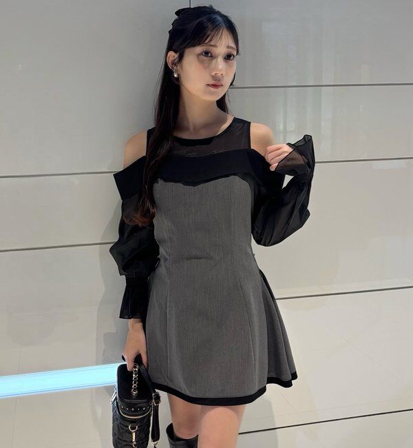  「【Occasion Collection】袖取り外し可能ミニワンピース」|ワンピース|